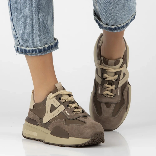 Skórzane sneakersy Filippo DP6523/24 BE brązowe