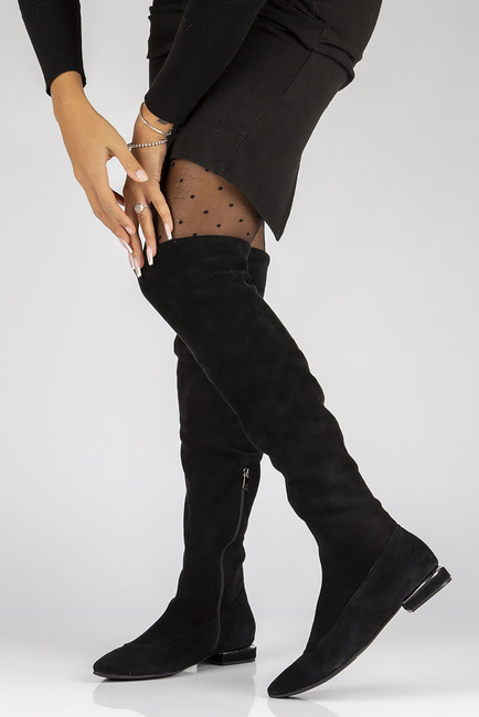 Zamszowe kozaki Filippo 435 czarne