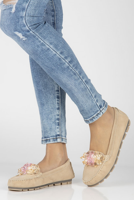 Skórzane mokasyny Filippo DP4549/23 BE beżowe