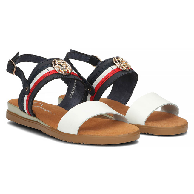 Leather sandals Filippo DS3603/22 WH NV white and navy