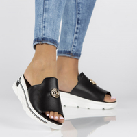 Leather slippers Filippo DK3872/22 BK black