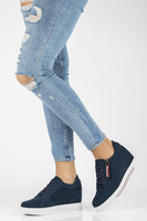 Skórzane Sneakersy na koturnie Filippo DP2350/21 NV granatowe