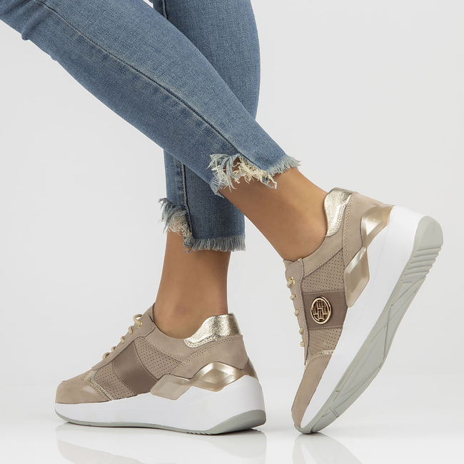 Skórzane sneakersy Filippo DP3553/22 BE beżowe