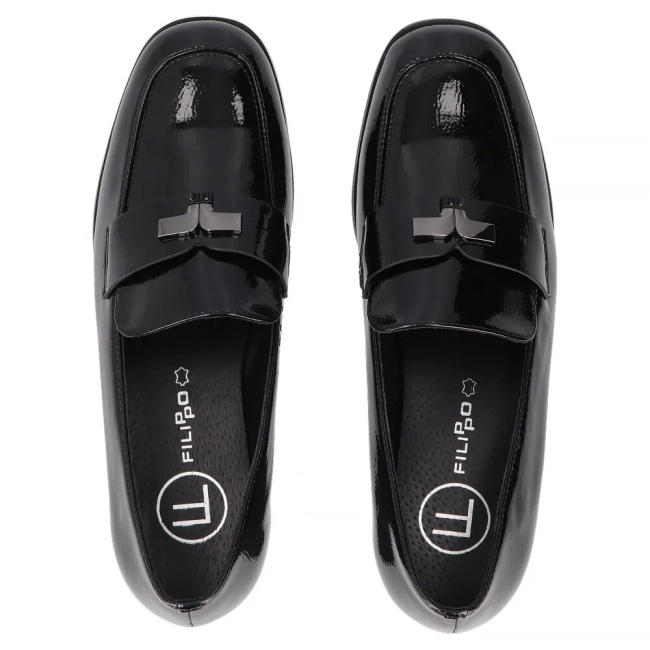 Skórzane lordsy Filippo DP6956/25 BK czarne