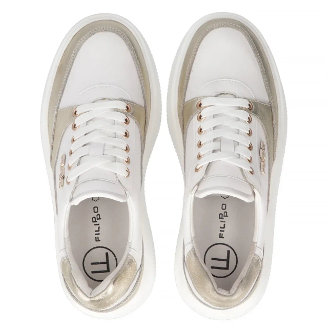 Leather sneakers Filippo DP6842/25 WH GO white gold