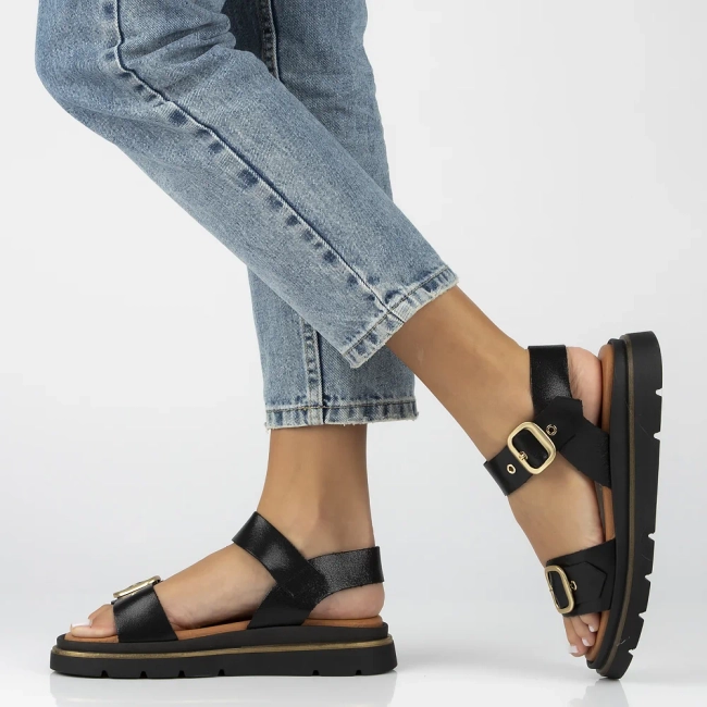 Leather sandals YAMBRE-251 SAMOA NEGRO black