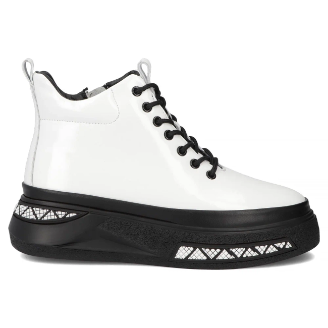 Skórzane botki na platformie Filippo DBT7276/25 WH białe