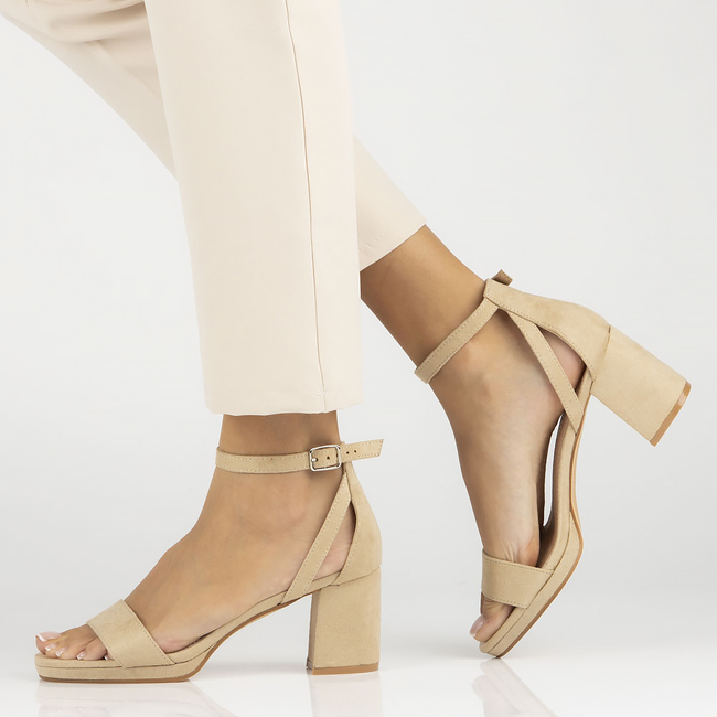 Sandały na obcasie Filippo DS4488/23 BE beżowe