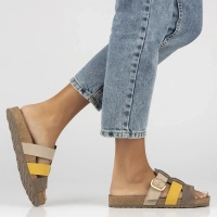 Leather flip-flops Yokono JERBA-137 NOBUCK MULT CIT brown