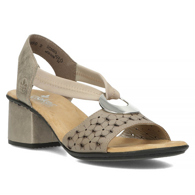 Leather sandals Rieker 64677-64 beige