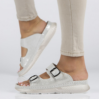 Skórzane klapki Filippo DK3516/22 SI srebrne