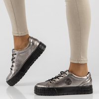 Leather sneakers FILIPPO DP3528/22 GN gun metal