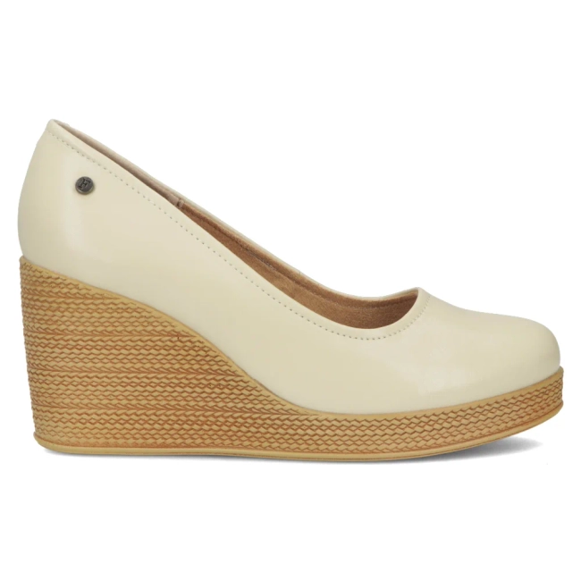 Skórzane półbuty na koturnie Filippo DP3521/24 BE beżowe