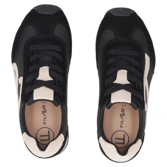 Skórzane sneakersy Filippo DP7967/26 BK czarne