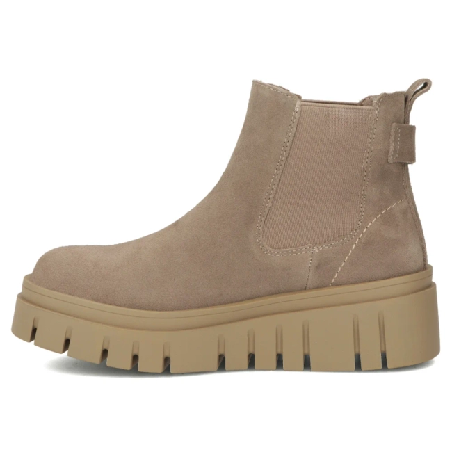 Skórzane botki na platformie Filippo DBT7266/25 TP taupe