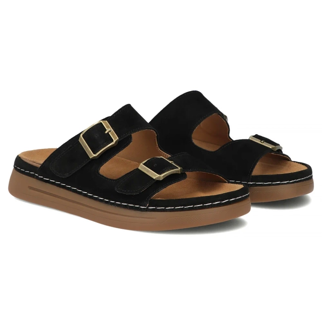 Leather flip-flops Filippo DK7802/26 BK black