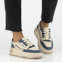 Skórzane sneakersy Filippo DP7116/25 BL BE niebiesko beżowe
