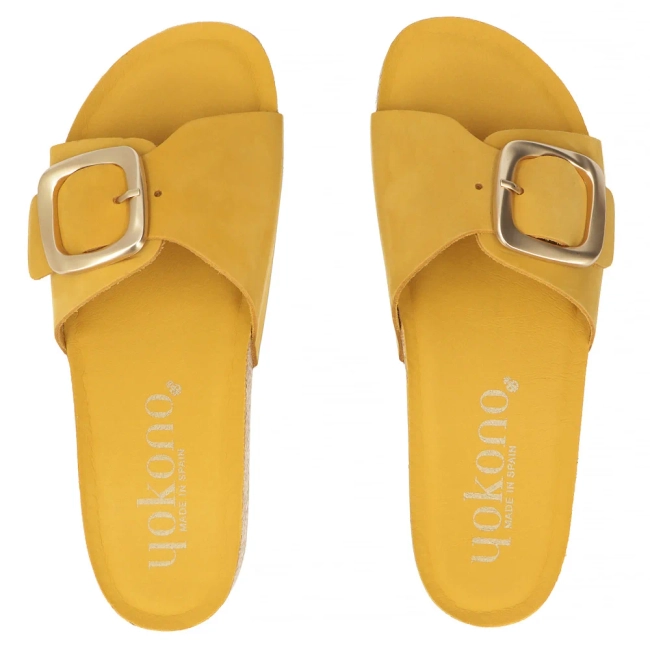 Skórzane klapki Yokono JERBA-114 NOBUCK CITRON żółte