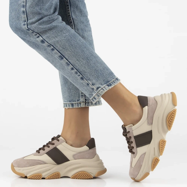 Skórzane sneakersy Filippo DP7113/25 BE beżowe