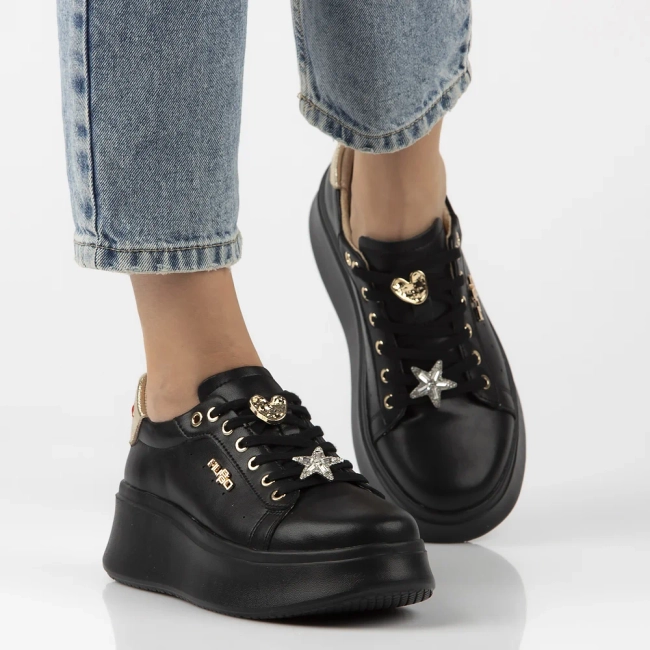 Leather sneakers Filippo DP6790/25 BK black