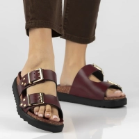 Leather flip-flops Yokono TUNEZ-262 ALASKA BURDEOS burgundy