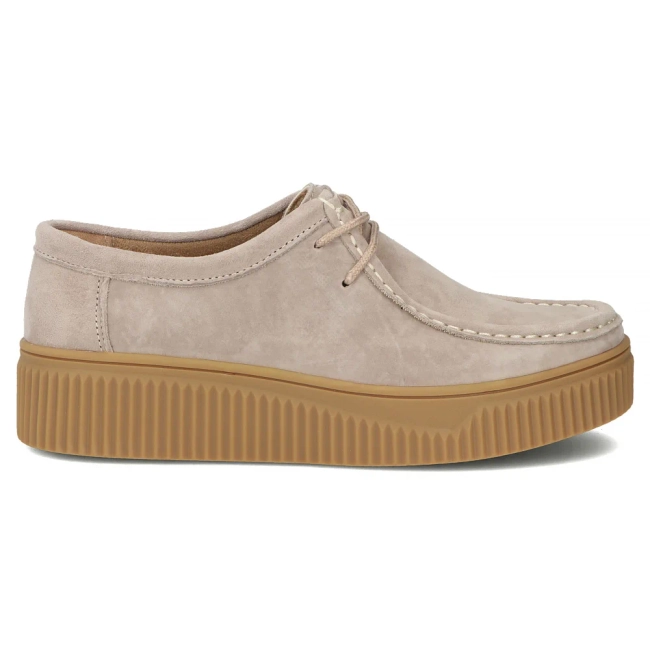 Skórzane półbuty na platformie Filippo DP7500/26 BE beżowe