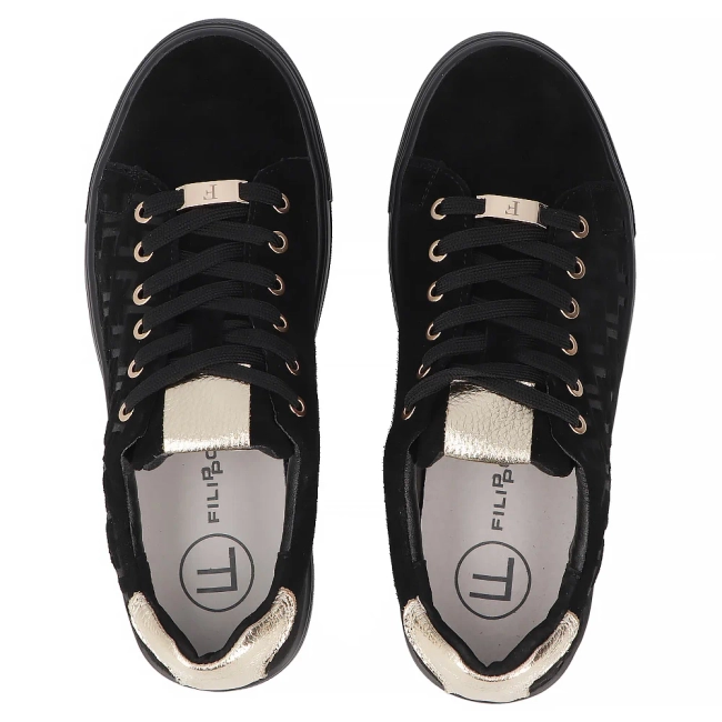 Skórzane sneakersy Filippo DP6850/25 BK czarne
