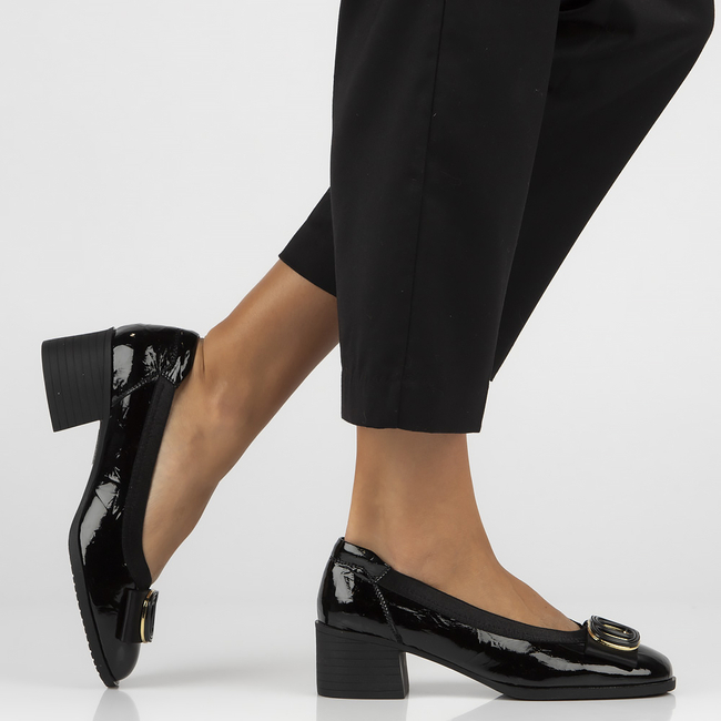 Skórzane czółenka Filippo DP6960/25 BK czarne