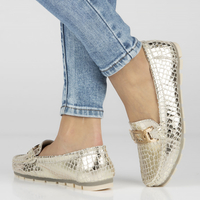 Skórzane mokasyny Filippo DP3630/23 GO złote