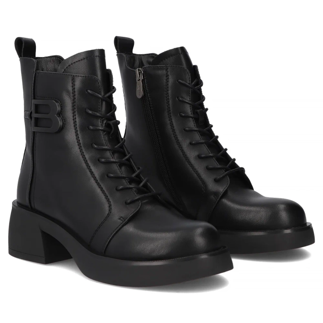 Skórzane botki na obcasie Filippo DBT6550/25 BK czarne