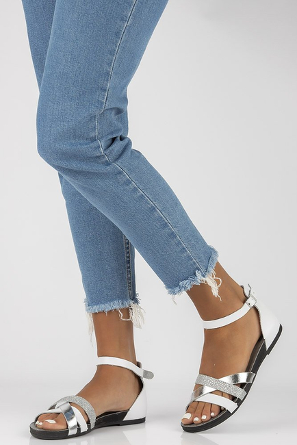 Leather sandals Filippo 40225 white-silver