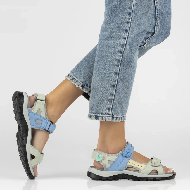 Leather sandals Filippo DS7033/25 BL GE blue and green