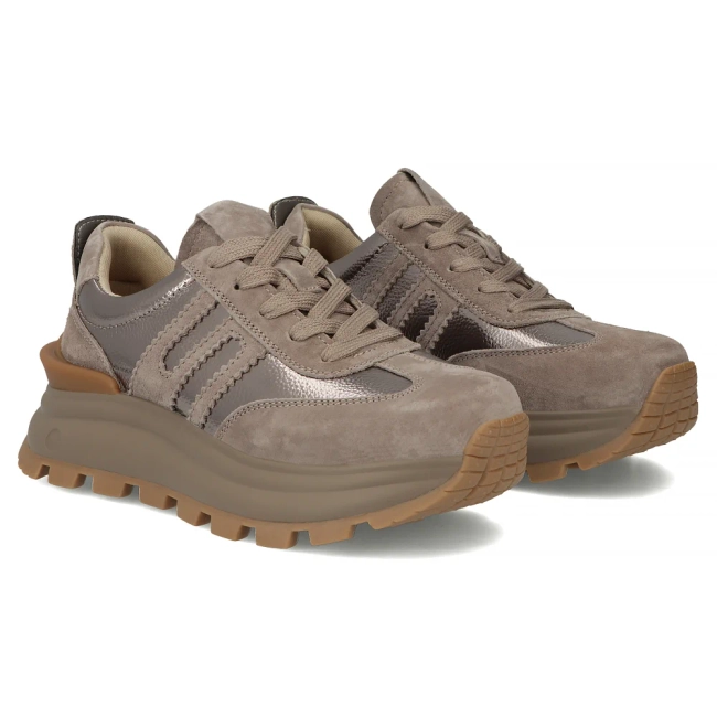 Skórzane sneakersy Filippo DP7408/26 TP taupe