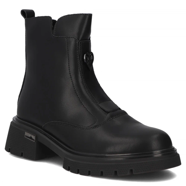 Skórzane botki na obcasie Filippo DBT7148/25 BK czarne