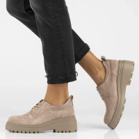 Skórzane półbuty na platformie Filippo DP6123/24 TP taupe