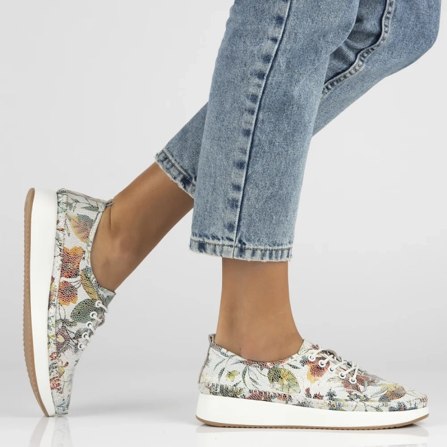 Leather shoes Filippo DP6102/24 WH FL white flowers