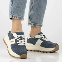 Skórzane sneakersy Filippo DP7003/25 BL niebieskie