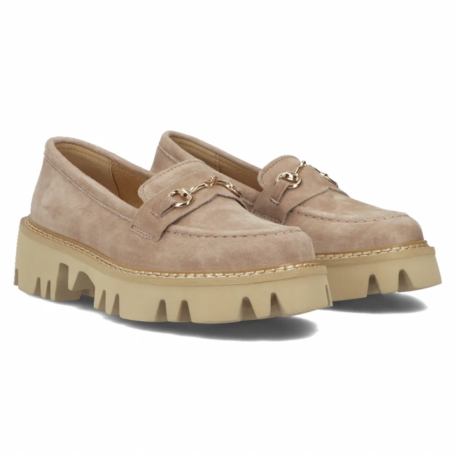 Skórzane półbuty na platformie Filippo DP6089/24 BE beżowe