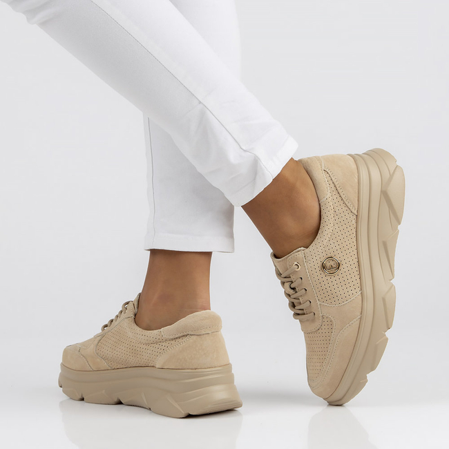 Skórzane Sneakersy Filippo DP2138/22 BE BE beżowe