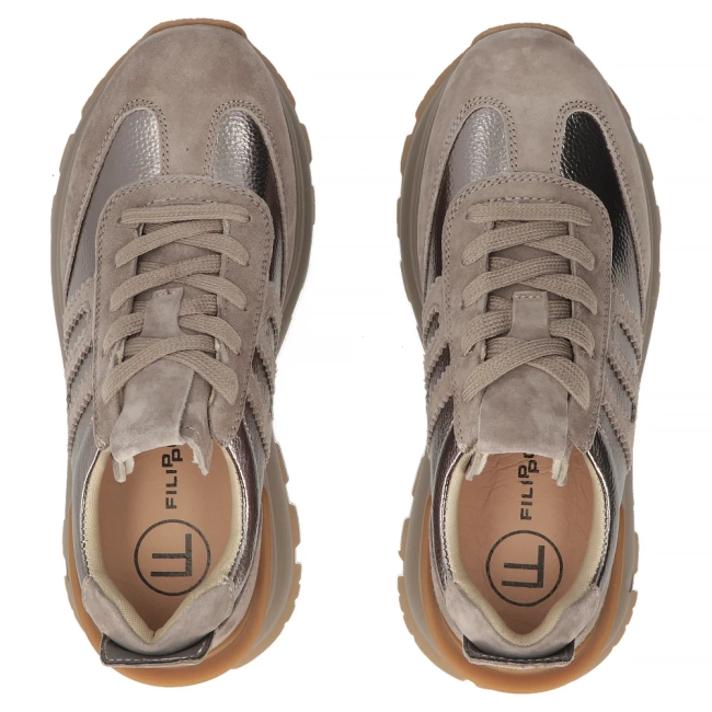 Skórzane sneakersy Filippo DP7408/26 TP taupe