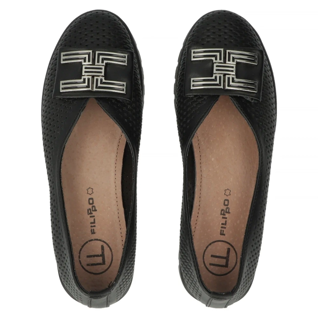 Skórzane półbuty na platformie Filippo DP6043/24 BK czarne