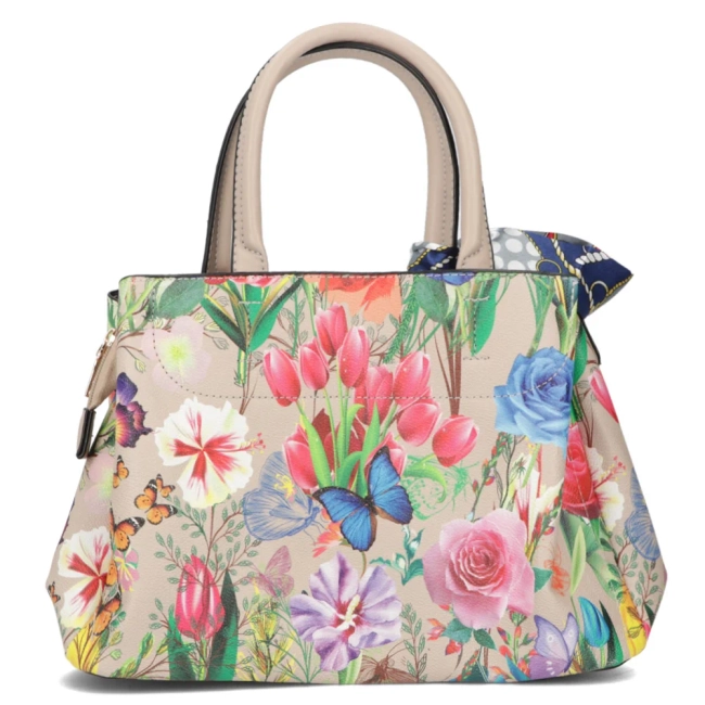 Messenger bag beige flower elegance