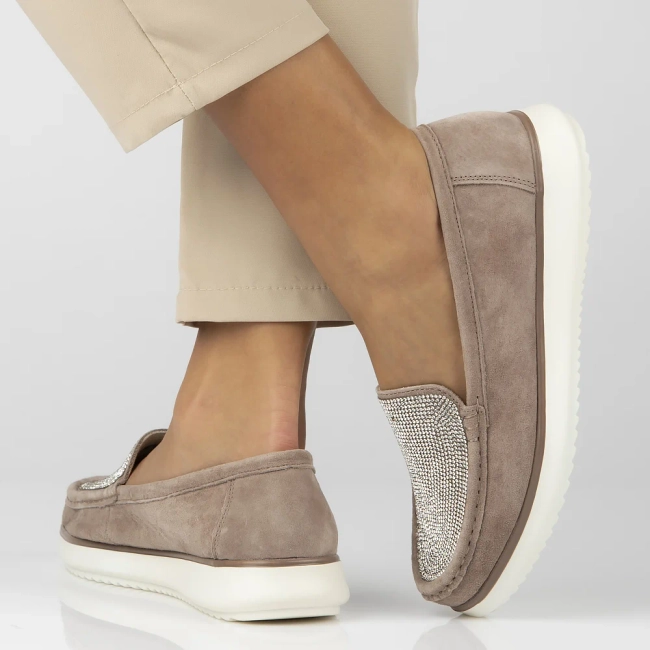 Skórzane mokasyny Filippo DP6759/25 BE beżowe