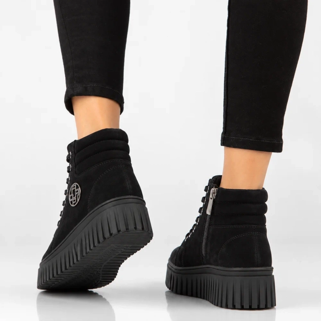 Leather platform ankle boots Filippo DBT8265/26 BK black