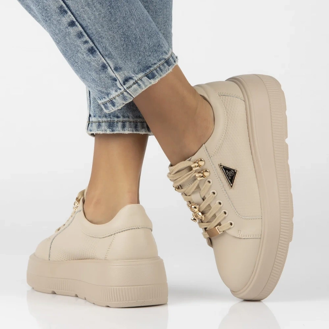 Skórzane sneakersy Filippo DP6382/24 BE beżowe