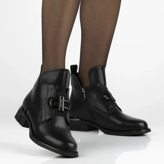 Skórzane botki Filippo DBT7191/25 BK czarne