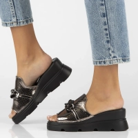 Skórzane klapki Filippo DK6144/24 GN Gun metal