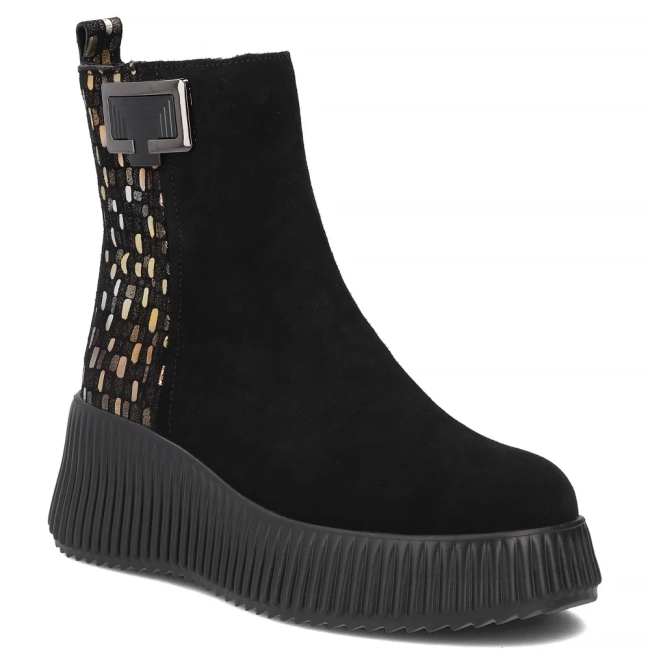 Leather platform ankle boots Filippo DBT7268/26 BK GO black