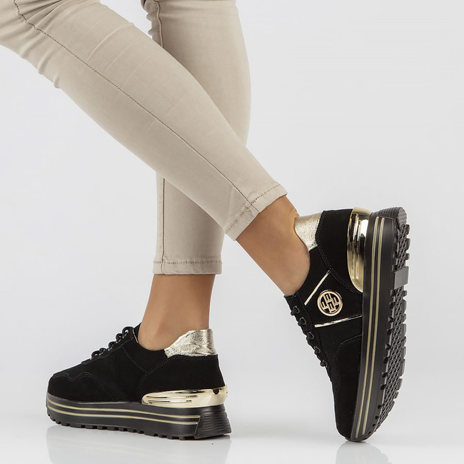 Skórzane Sneakersy Filippo DP3538/23 BK GO czarne