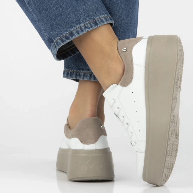 Leather sneakers Filippo DP7537/26 WH BE white-beige